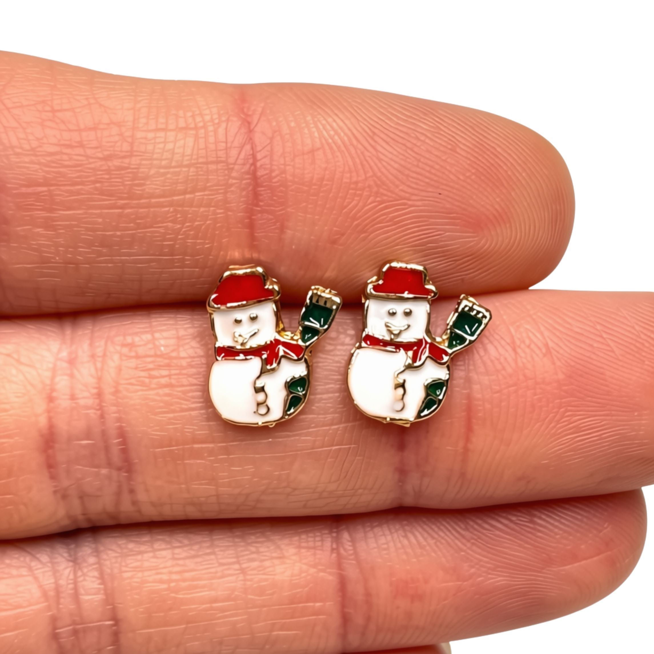 Schneemann Ohrstecker in Weiß Rot – weihnachtlicher Schmuck Schneemann Ohrstecker in Weiß Rot – weihnachtlicher Schmuck