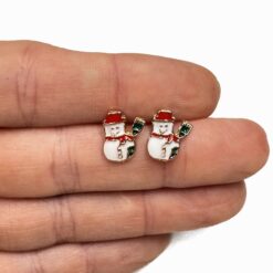 Schneemann Ohrstecker in Weiß Rot – weihnachtlicher Schmuck Schneemann Ohrstecker in Weiß Rot – weihnachtlicher Schmuck