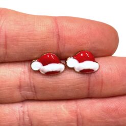 Weihnachtsmützen Ohrstecker in Rot Weiß – weihnachtlicher Schmuck