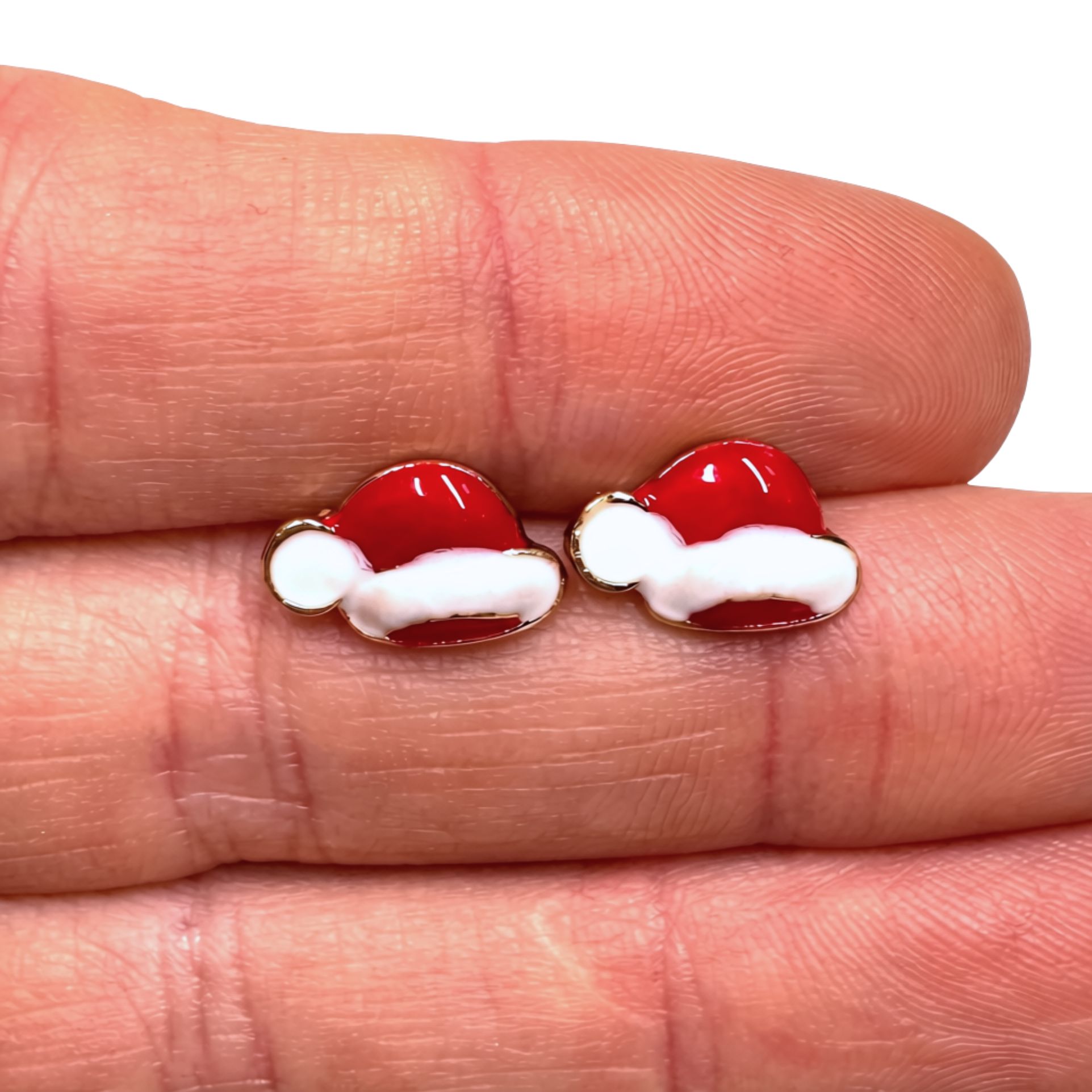 Weihnachtsmützen Ohrstecker in Rot Weiß – weihnachtlicher Schmuck Weihnachtsmützen Ohrstecker in Rot Weiß – weihnachtlicher Schmuck