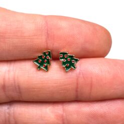 Tannenbaum Ohrstecker in Grün mit roten Kugeln – weihnachtlicher Schmuck