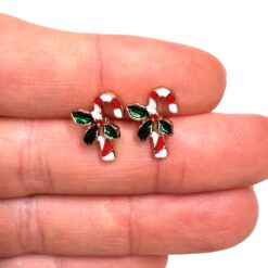 Zuckerstangen Ohrstecker in Rot Weiß Grün – weihnachtlicher Schmuck