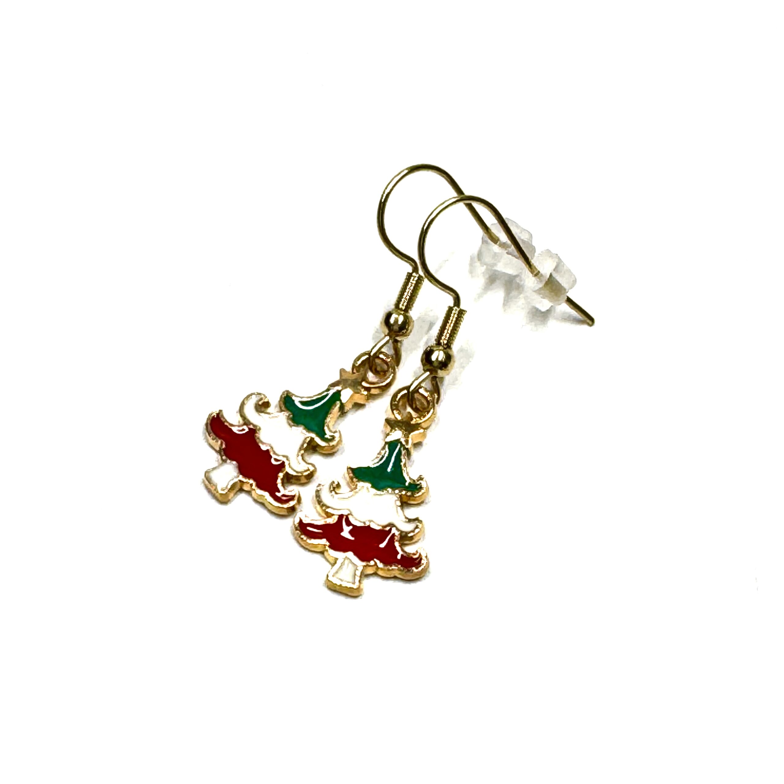 Tannenbaum Ohrhänger in Rot Weiß Grün – weihnachtlicher Schmuck aus Edelstahl Tannenbaum Ohrhänger in Rot Weiß Grün – weihnachtlicher Schmuck aus Edelstahl