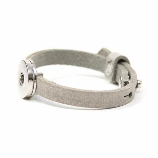 Druckknopf Lederarmband in grau für 16mm Druckknöpfe