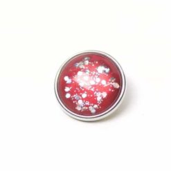 Druckknopf handbemalt rot mit silber Glitzer für Druckknopfschmuck