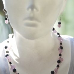 Mutter & Tochter Partner Schmuck Set in rosa und schwarz