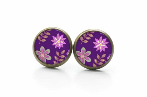 Druckknopf / Ohrstecker / Ohrhänger violette Blumen