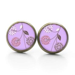 Ohrstecker / Ohrhänger violet mit verspielten Blumen