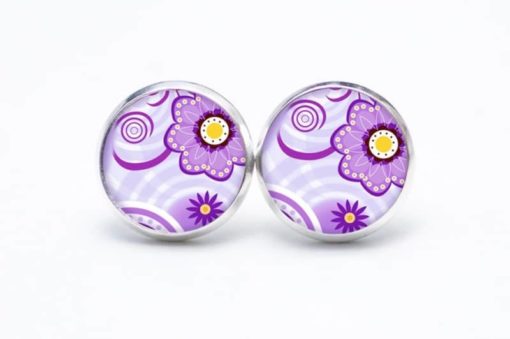 Druckknopf / Ohrstecker / Ohrhänger Frühlingsblume violet