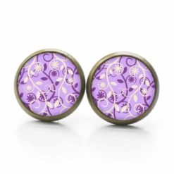 Ohrstecker / Ohrhänger mit violettem Blumenmuster
