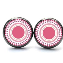Ohrstecker / Ohrhänger rosa Kreise und Punkte