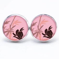 Ohrstecker / Ohrhänger in rosa mit zarten Blumen