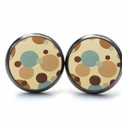 Ohrstecker / Ohrhänger Vintage 60er bunte Kreise Punkte Tupfen in braun und türkis