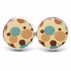 Ohrstecker / Ohrhänger Vintage 60er bunte Kreise Punkte Tupfen in braun und türkis
