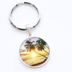 Schlüsselanhänger Palme bei Sonnenuntergang