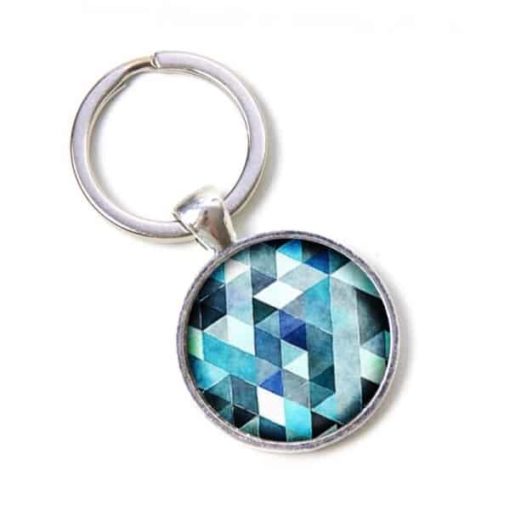 Schlüsselanhänger blau Mosaik Mandala Raute Kaleidoskop