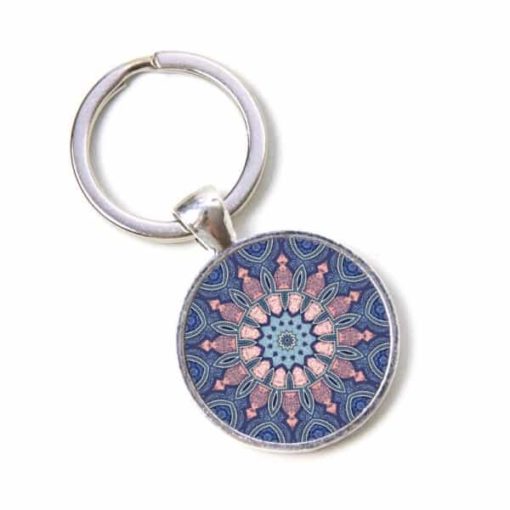 Schlüsselanhänger Mandala Mosaik rosa und blau