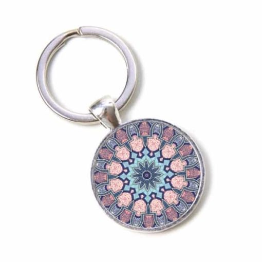 Schlüsselanhänger Mandala Mosaik rosa, blau und türkis