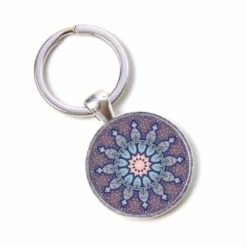 Schlüsselanhänger Mandala Mosaik Stern rosa und blau