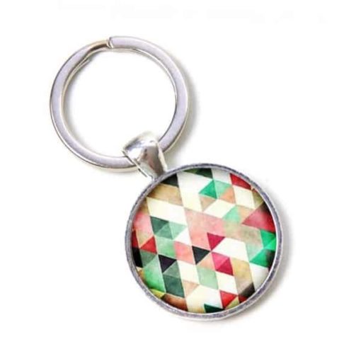 Schlüsselanhänger bunt farbenfroh Mosaik Mandala Raute Kaleidoskop