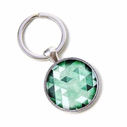 Schlüsselanhänger grün Mosaik Mandala Raute Kaleidoskop