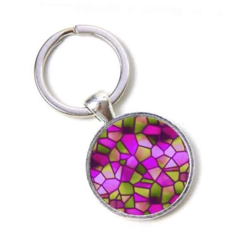 Schlüsselanhänger Mosaik Glasmosaik rosarot violett olive grün Puzzle
