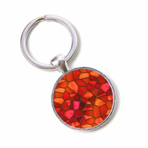 Schlüsselanhänger Mosaik Glasmosaik rot orange Puzzle