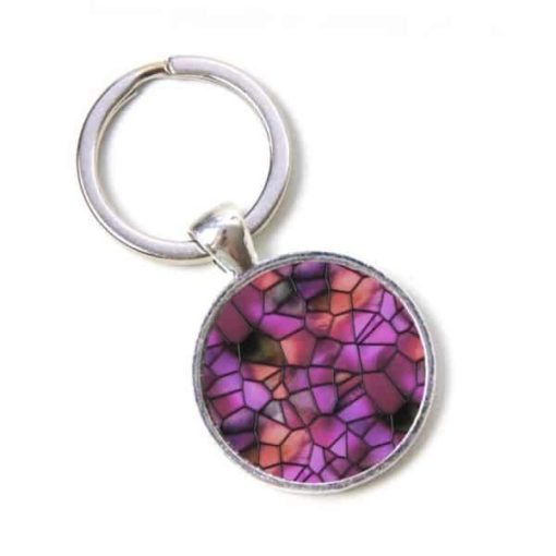 Schlüsselanhänger Mosaik Glasmosaik violett rot Puzzle