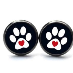 Ohrstecker / Ohrhänger Hundepfote mit Herz