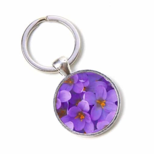 Schlüsselanhänger violette Blumen