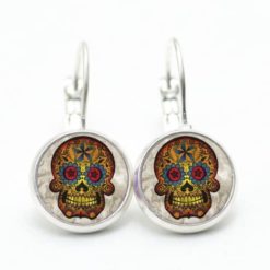 Ohrstecker / Ohrhänger bunter Totenkopf