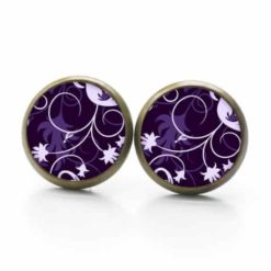 Ohrstecker / Ohrhänger mit floralem violettem Muster