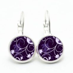 Ohrstecker / Ohrhänger mit floralem violettem Muster