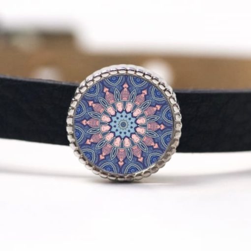Schiebeperle Mandala Mosaik rosa und blau