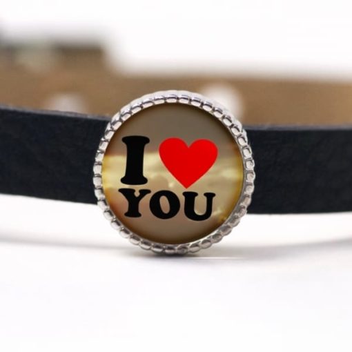 Schiebeperle I love you (Ich liebe dich) großes rotes Herz Valentinstag
