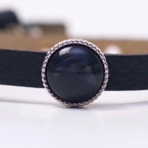 Schiebeperle mit schwarz blau glänzender Polaris Perle