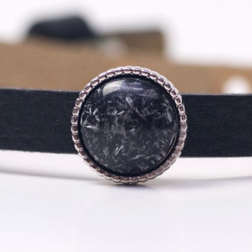 Schiebeperle mit schwarz/weiß matter Polaris Perle