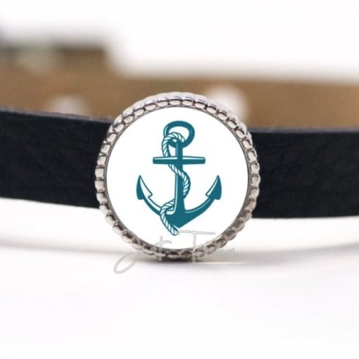 Schiebeperle mit Anker in emerald