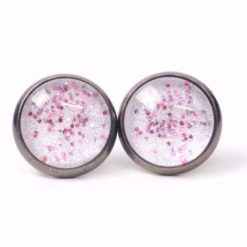 Ohrstecker / Ohrhaenger handbemalt pink glitzernd